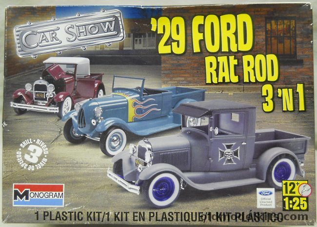 Monogram 1/24 1929 Ford Pickp-Up Truck Rat Rod 3 In 1, 85-4932 plastic model kit